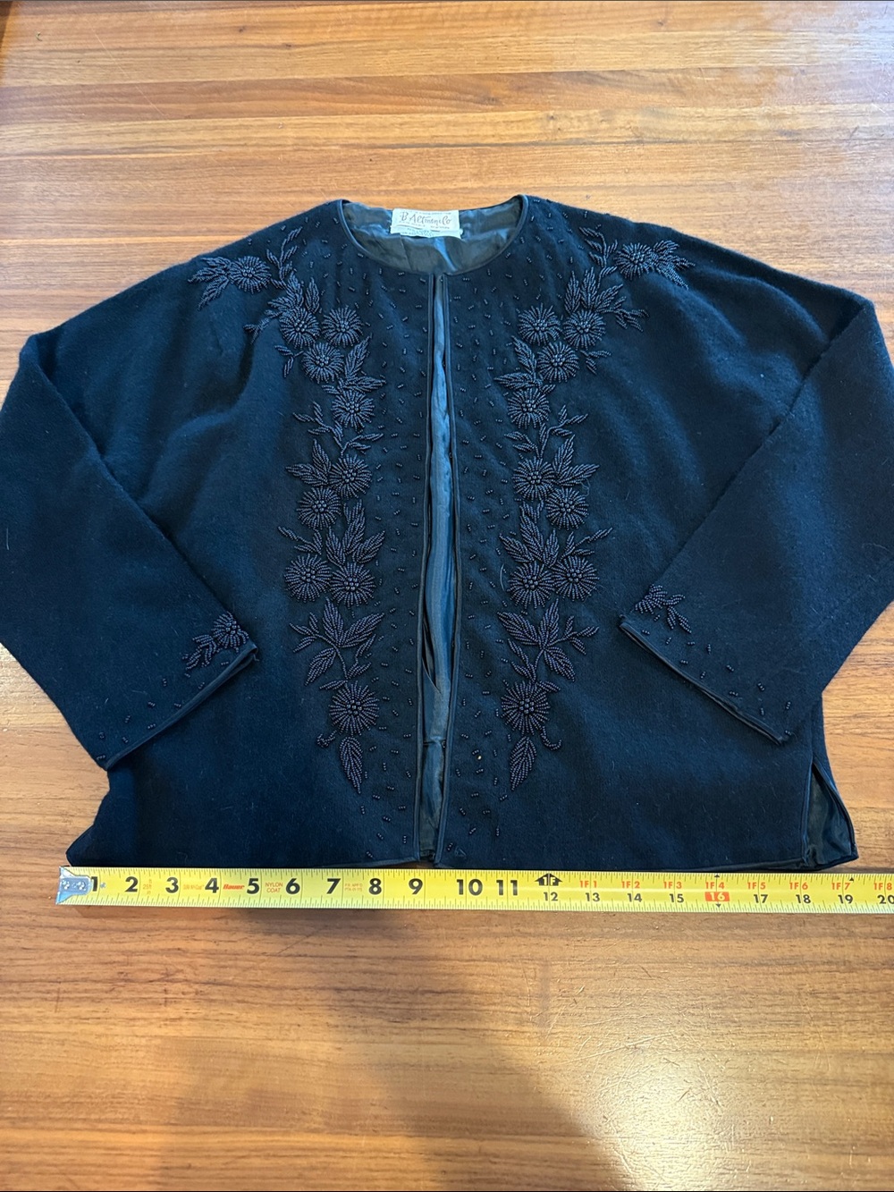 Vintage B. Altman & Co. Lambswool Angora beaded sweater knit cardigan Sz L